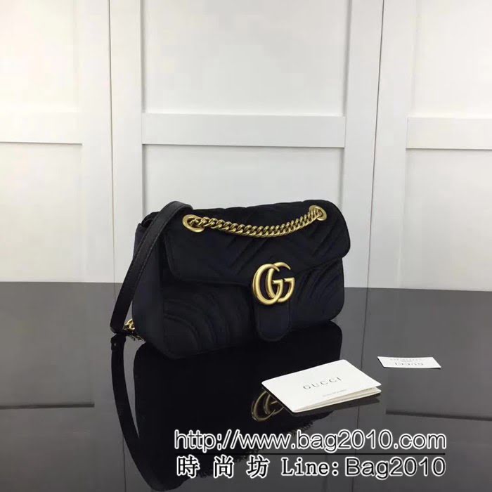 GUCCI古馳頂級原單 新款專櫃品質 實物實拍 443497絨布 克色鏈條單肩斜挎包 HY1118